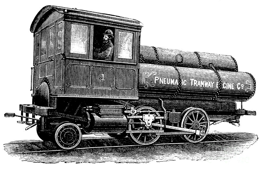 Пневматический локомотив Харди, 1880-е годы.